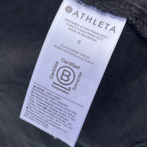Athleta Black Linen Playa Wrap Dress Size 6 - Picture 7 of 7